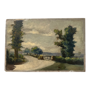 Charming French CountrySide Scene, Oil on Board 1941