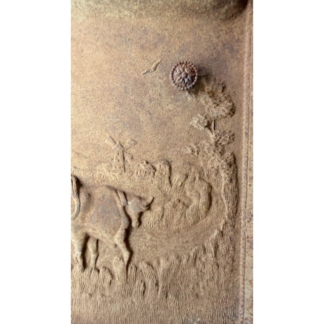 Cast Iron Piece Is an Antique American Pioneer or Country Western Themed Relief Panel For Sale - Image 11 of 15