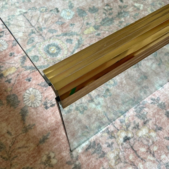 Metal 1970s Leon Rosen for Pace Waterfall Style Glass Coffee Table For Sale - Image 7 of 8