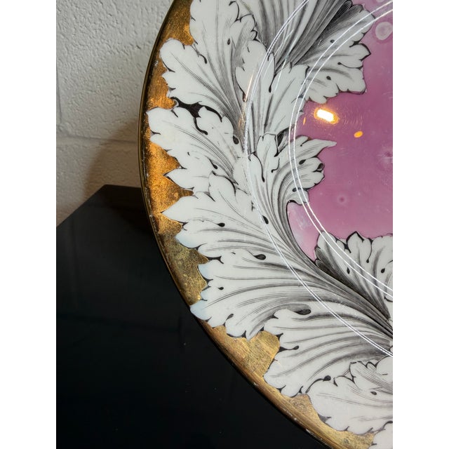 Vintage Fornasetti Style Pink Splash Luster Platter | Chairish