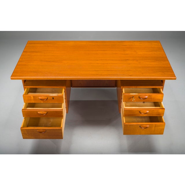 Brown Danish Teak Desk by Kai Kristiansen for FM Møbler, 1960s For Sale - Image 8 of 18