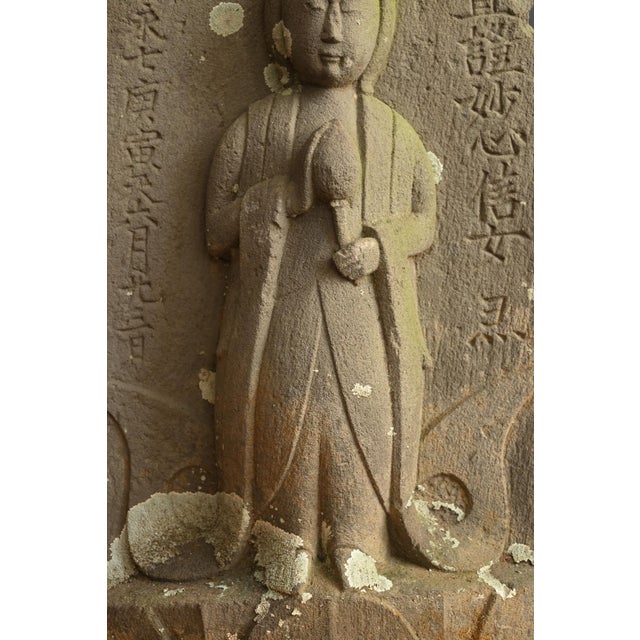 Religious Antique Edo Period Stone Kannon Statue / Made in 1710 / Garden Decoration For Sale - Image 3 of 18