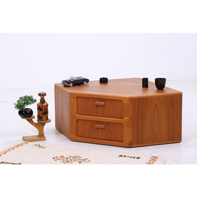 Vintage corner chest of drawers from the Danish manufacturer Dyrlund, crafted from high-quality teak. Its unusual shape...