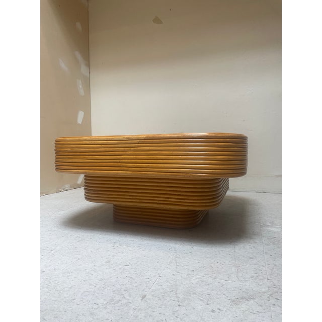 Vintage Rattan Stepped Coffee Table in the Style of Paul Frankl For Sale - Image 9 of 9