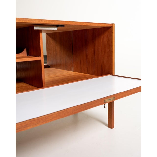 Brown Teak Bar Cabinet with Drop-Down Door, Scandinavia, 1960s For Sale - Image 8 of 12