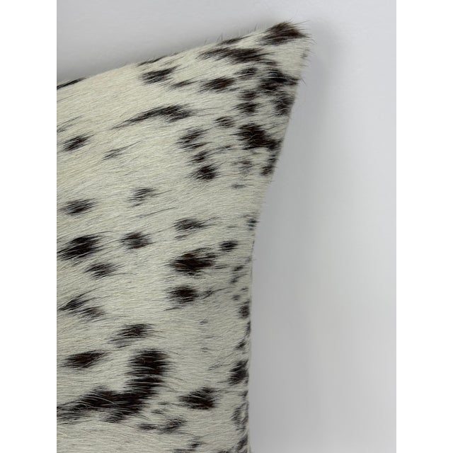 Premium Brazilian Watusi Cowhide Pillow Cover 16x16 – Champagne Ivory With Natural Speckling – Handcrafted by Pablo Sota Designs For Sale - Image 9 of 11