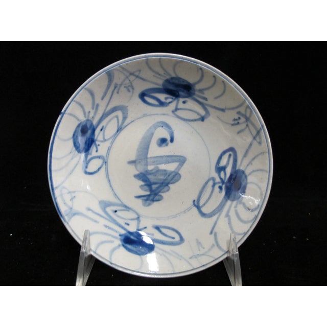 Chinese Antique Chinese Blue & White Swatow Porcelain Shallow Bowl Saucer Crab Plate Set For Sale - Image 3 of 7