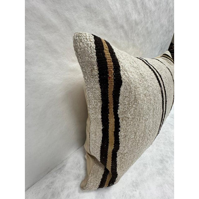 Turkish Hemp Pillow Cushion Natural Beige Brown Pillow Cushion Cover 16" x 24" For Sale - Image 4 of 4