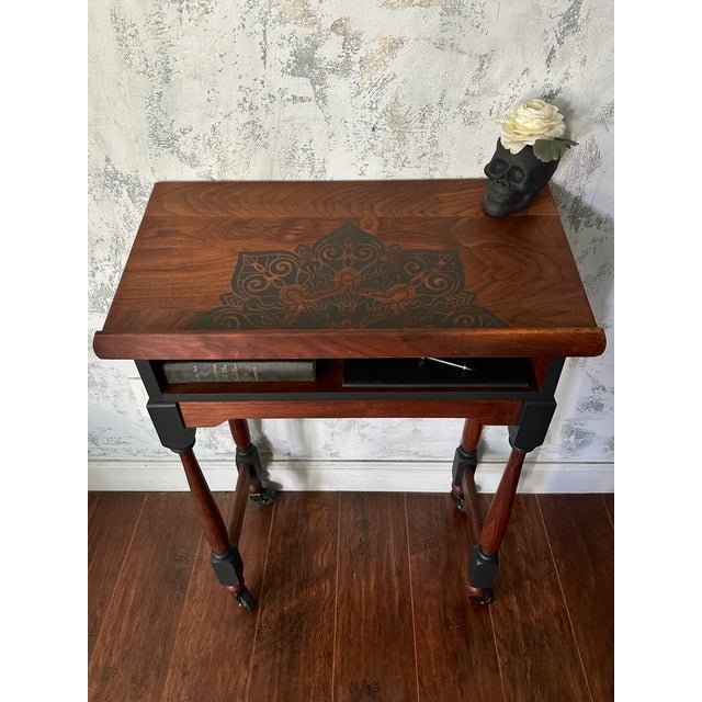 This is a genuine antique — a Colonial Revival walnut lectern dating between 1910 and 1925, originally designed to hold a...