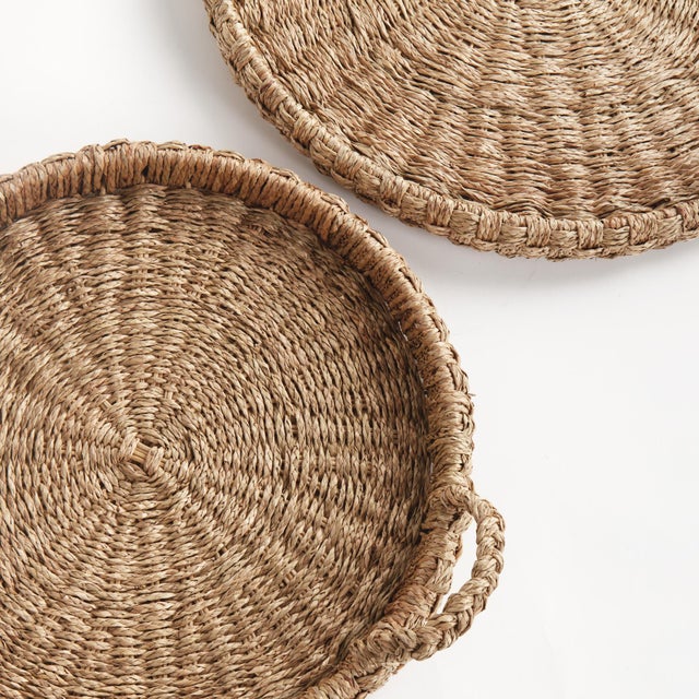 Contemporary Sawyer Round Trays With Handles, Set Of 2 For Sale - Image 3 of 7