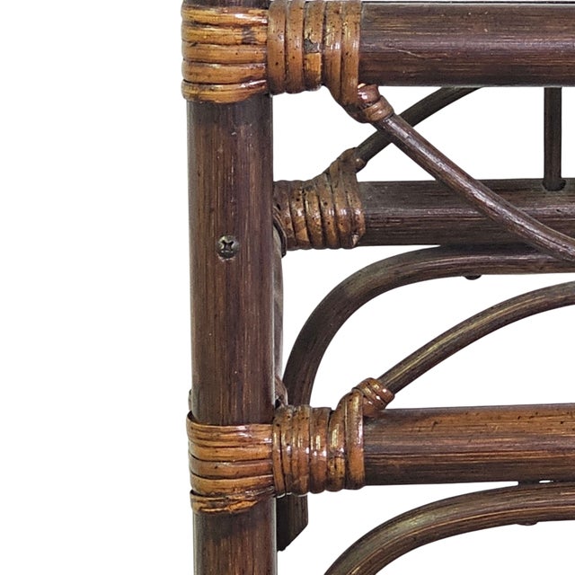 Vintage Rattan Bamboo Etagere With Glass Shelves, Coastal Palm Beach Regency, 74" For Sale - Image 13 of 13