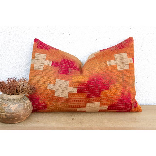 This 16x24 inch lumbar pillow is a breathtaking study in Museum-Quality Phulkari, repurposed from a rare 19th-century...