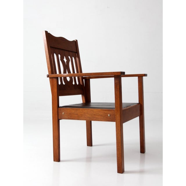Antique Arts and Crafts Mission Oak Armchair For Sale - Image 13 of 14