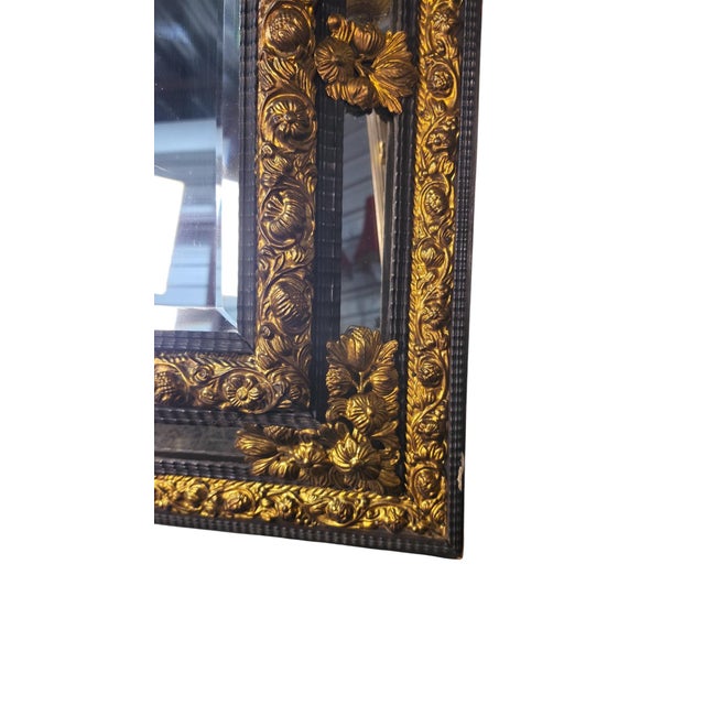 Late 19th Century French Napoleon III Ebonized Wood & Gilt Brass Mirror, Late 19th Century For Sale - Image 5 of 6