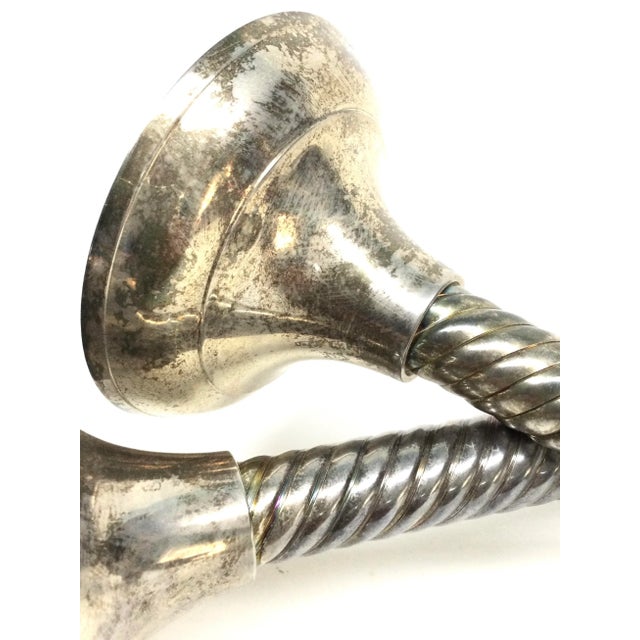Vintage Silver-Plated Candle Holders - a Pair For Sale - Image 11 of 12
