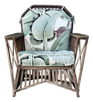 Vintage Stuck Rattan Lounge Chair in Stockwell Performance “Martinique”