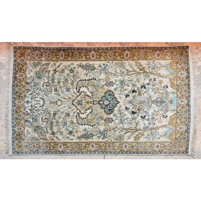 Green Middle Eastern Tree of Life Tabriz Rug For Sale - Image 8 of 8
