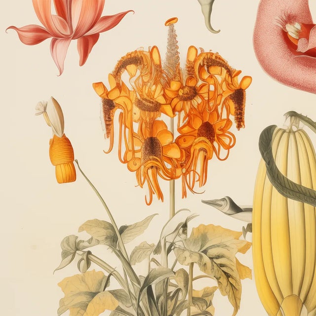 Rustic European 13" X 9" 'Garden Flowers' Botanical Print, Unframed / Herbarium For Sale - Image 3 of 6