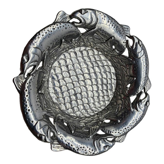 Arthur Court Aluminum Fish Wine/Bottle Coaster For Sale
