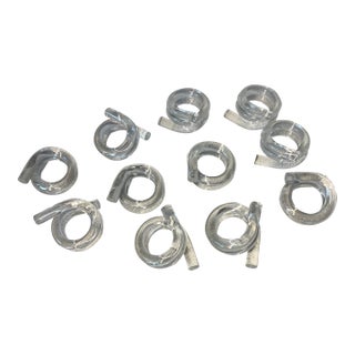 Vintage Mid-Century Modern Clear Lucite Twist Napkin Rings -Set of 11 For Sale