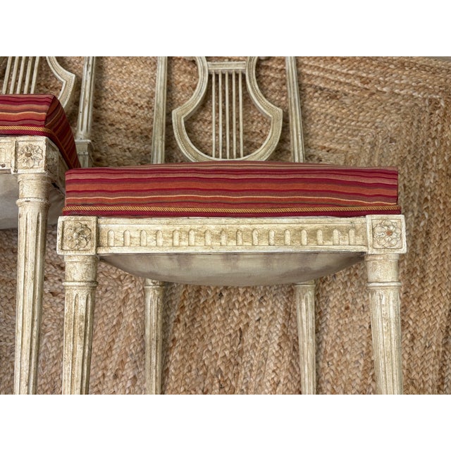 Late 19th Century Louis XVI Style Painted Lyre Back Chairs - A Pair For Sale - Image 15 of 17
