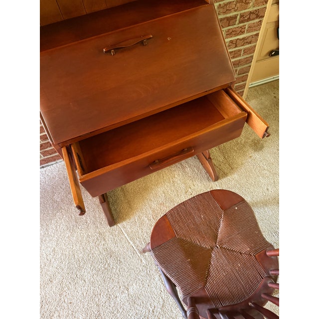 Cushman Colonial Creations Maple Secretary Desk #1012 and Chair #7041 Mid-Century For Sale - Image 15 of 15