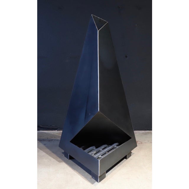 Steel Chiminea Fire Pit Outdoor Fireplace Small by Koby Knoll Click, Attributed For Sale - Image 9 of 11