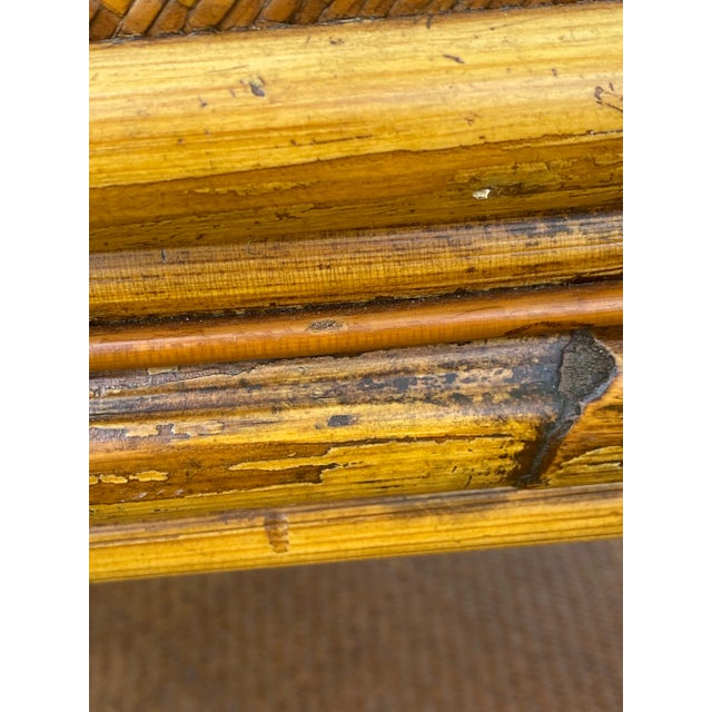 Bamboo Table . Mid Century Modern Bamboo Table. Bamboo and Rattan Table With Woven Top Detail and Shelf For Sale - Image 10 of 12
