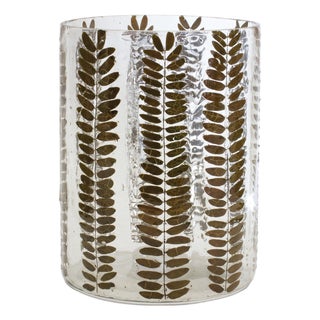 Dried Leaf Glass Candle Holder 8"H For Sale