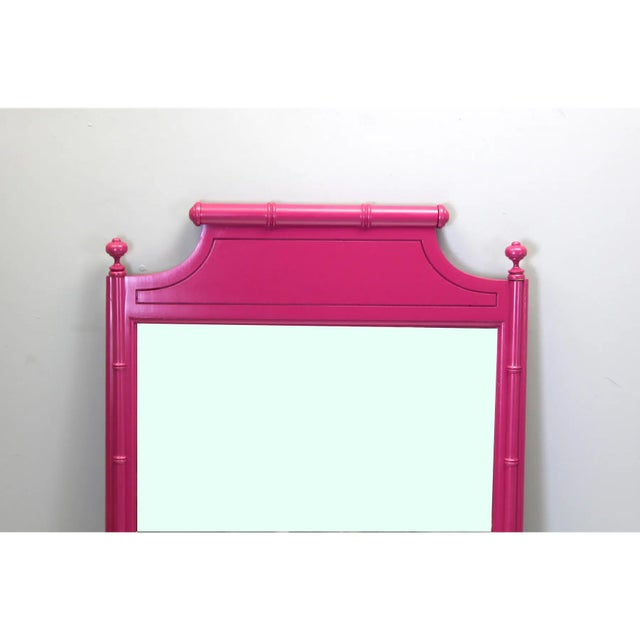 Mid-Century faux bamboo magenta mirror this beautiful mirror is newly painted in satin magenta This mirror will add a nice...