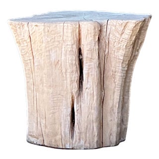 Vintage Natural Wood Stump Accent Table For Sale
