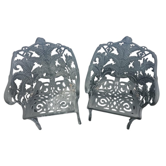 Late 1900 pair of cast iron chairs with fern and blackberry design .are in original condition , with Smithsonian...