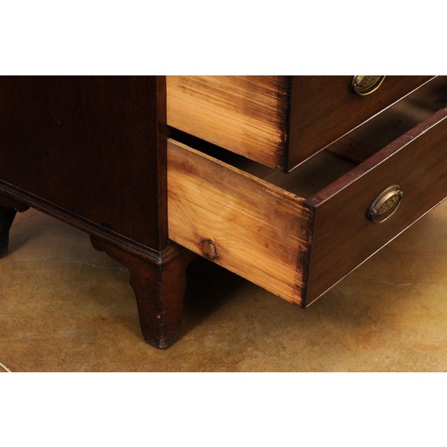 Chocolate English Georgian Style Walnut Four-Drawer Chest with Sheraton Style Hardware For Sale - Image 8 of 12