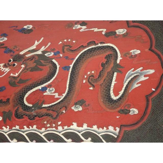 Vintage Chinese Asian Red Dragon Motif Bench ~ Coffee Table For Sale - Image 13 of 15