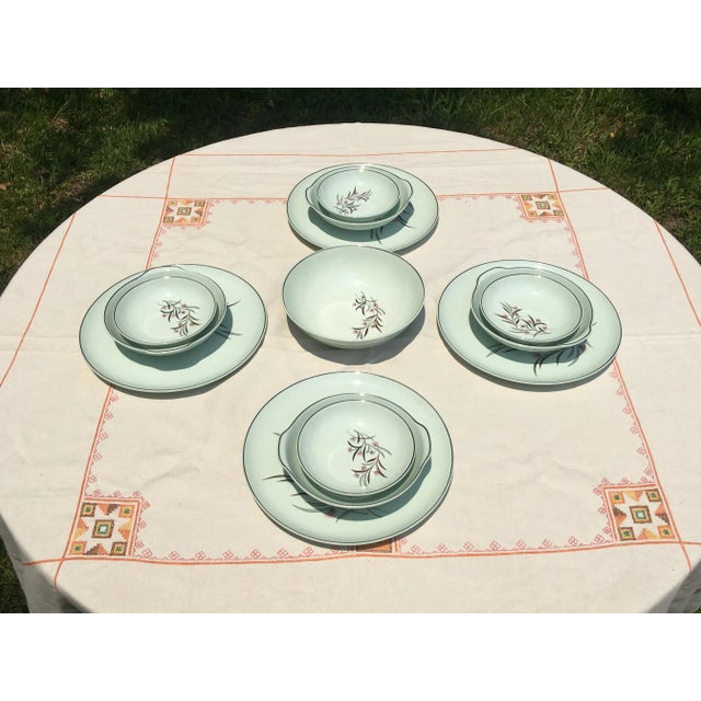 Ceramic Vintage Ballerina Mist Pale Green Dinner Set- 13 Pieces For Sale - Image 7 of 13