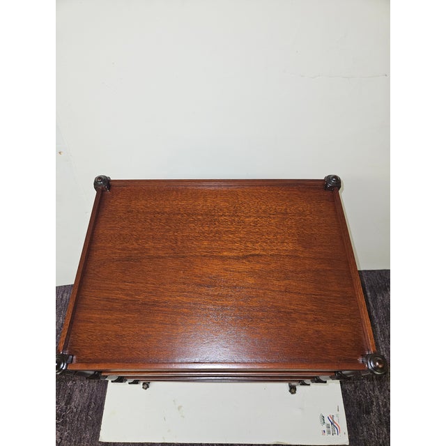 English English Regency Style Four Tier Table on Tiny Brass Castors For Sale - Image 3 of 4