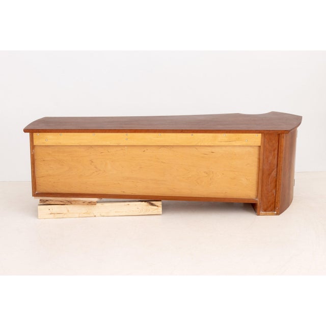 James Schriber Attributed Floating Wall-Mounted Fruitwood Console For Sale - Image 11 of 11