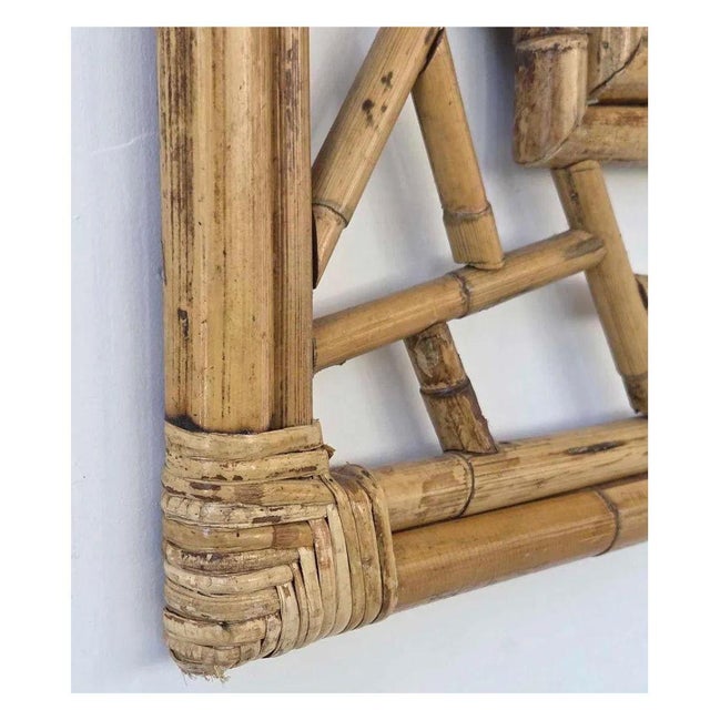 Mid 20th Century Modern Organic Rattan and Bamboo Wall Mirror For Sale - Image 4 of 4