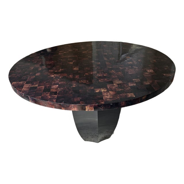 Sculptural Modern Tessellated Bone and Ebonized Wood Center Table by Oly For Sale