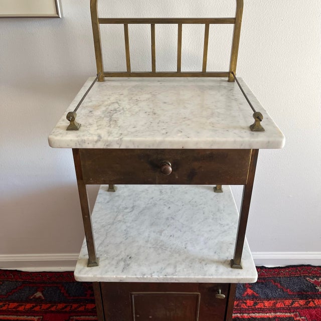Copper Antique European Wash Stand Marble Top 1920s For Sale - Image 8 of 10
