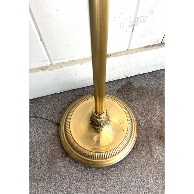 1970s Hollywood Regency Brass Flying Saucer Floor Lamp For Sale - Image 6 of 6