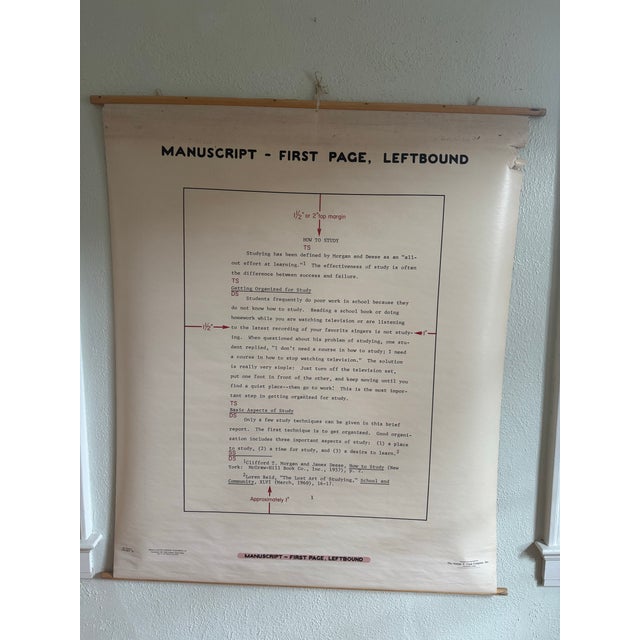 Vintage 1969 Typing Instruction Pull-Down Chart – Secretary School Poster --Poster J For Sale - Image 4 of 5