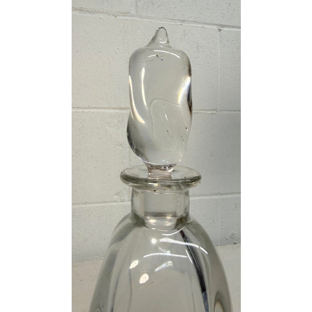 Daum Large Vintage Hand Blown Signed Daum Swirled Clear Crystal Decanter Glass Bottle For Sale - Image 4 of 13