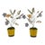 Pair of Vintage Italian Hand-Painted Metal Wildflower Arrangements in Textured Yellow Ceramic Pots For Sale