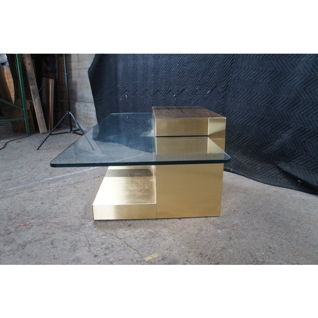 Paul Evans Cityscape Mid Century Modern Cantilever Floating Gold Coffee Table Attributed to Paul Evans For Sale - Image 4 of 12