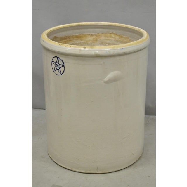 Antique 30 Gallon Cobalt Blue Star Stoneware Glazed Farmhouse Crock Pot For Sale In Philadelphia - Image 6 of 18