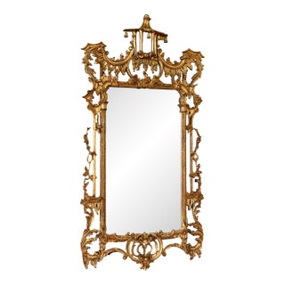 Mid-20th Century Italian Florentia Giltwood Chinoiserie Pagoda Mirror For Sale