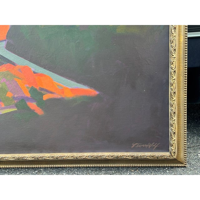 Forest Green Mid 20th C. American Original Oil on Canvas - Large Mountain Valley Landscape For Sale - Image 8 of 11