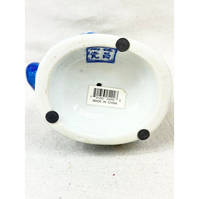 Blue Vintage Blue and White Frog Taper Candle Holder For Sale - Image 8 of 8