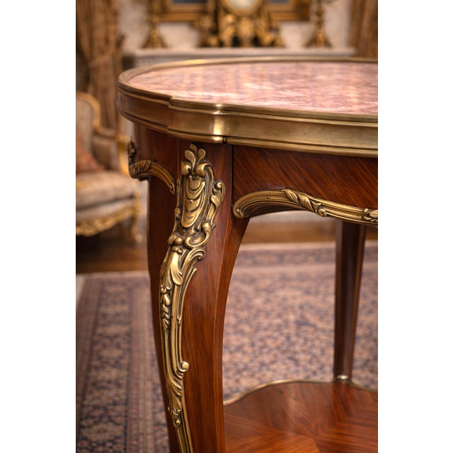 Brown 1840 French Louis XVI Brown Mahogany Wood Marble Side Table - 1 Pc For Sale - Image 8 of 10